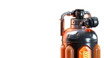 Изображение футуристической канистры с топливом, символизирующее энергию и усиление приветственного бонуса в Казино Vulkan Vegas.